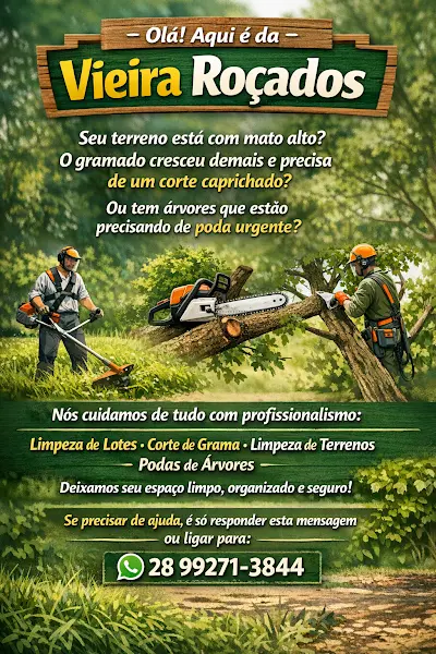Vieira Roçados , gramados, lotes, terrenos,e podas - Anunciante do Grude.digital
