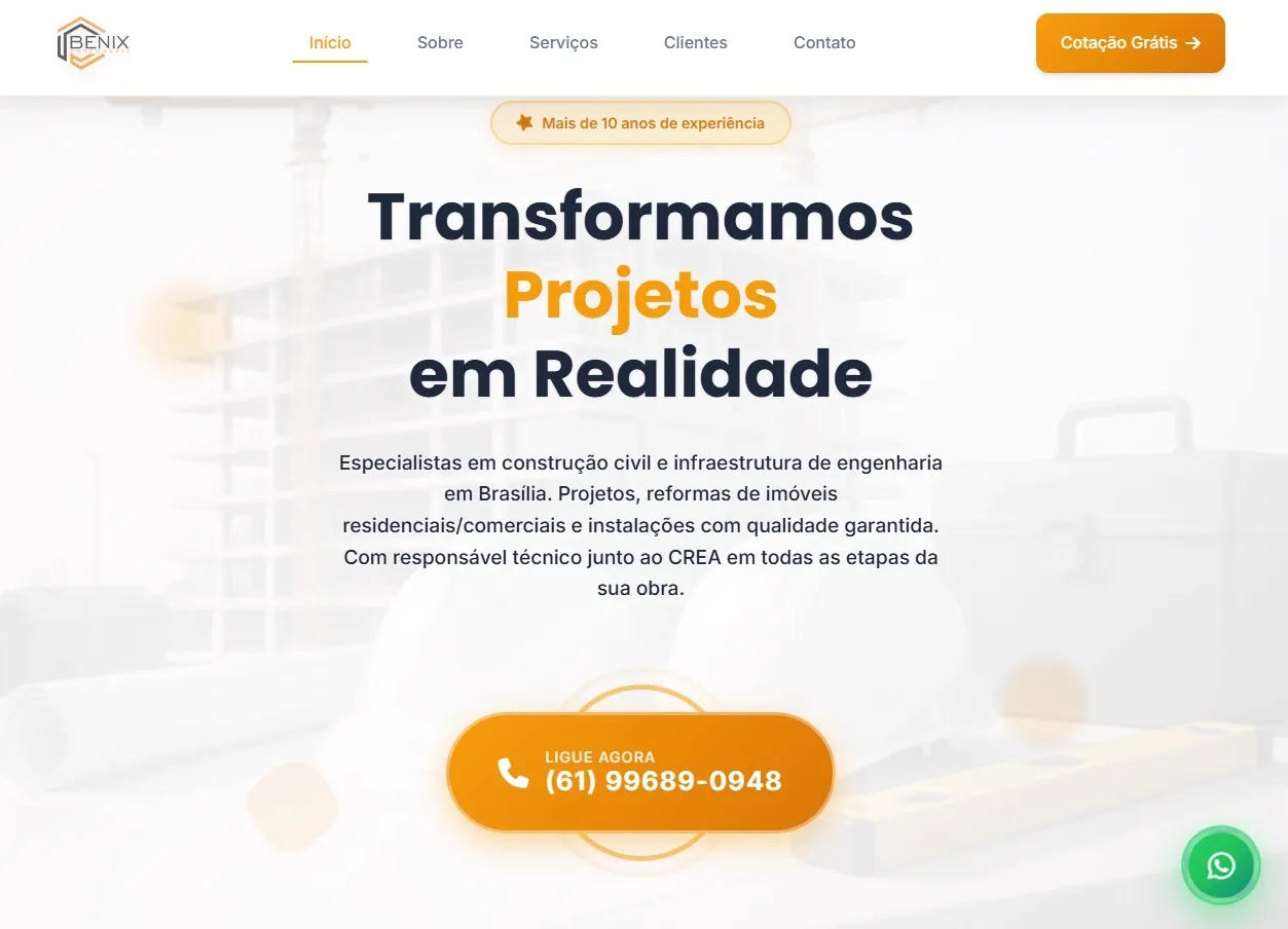 Benix Engenharia Web Mockup